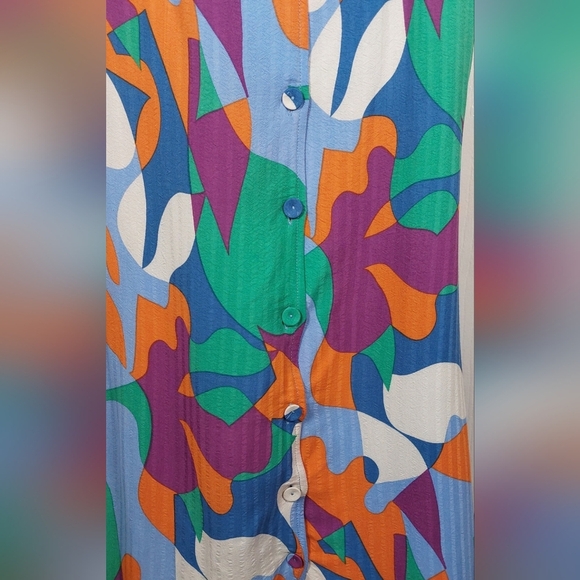FRNCH Elora Colorful Dress Size Small Lined Button Up Mini Resort Coverup Boho - Picture 4 of 12